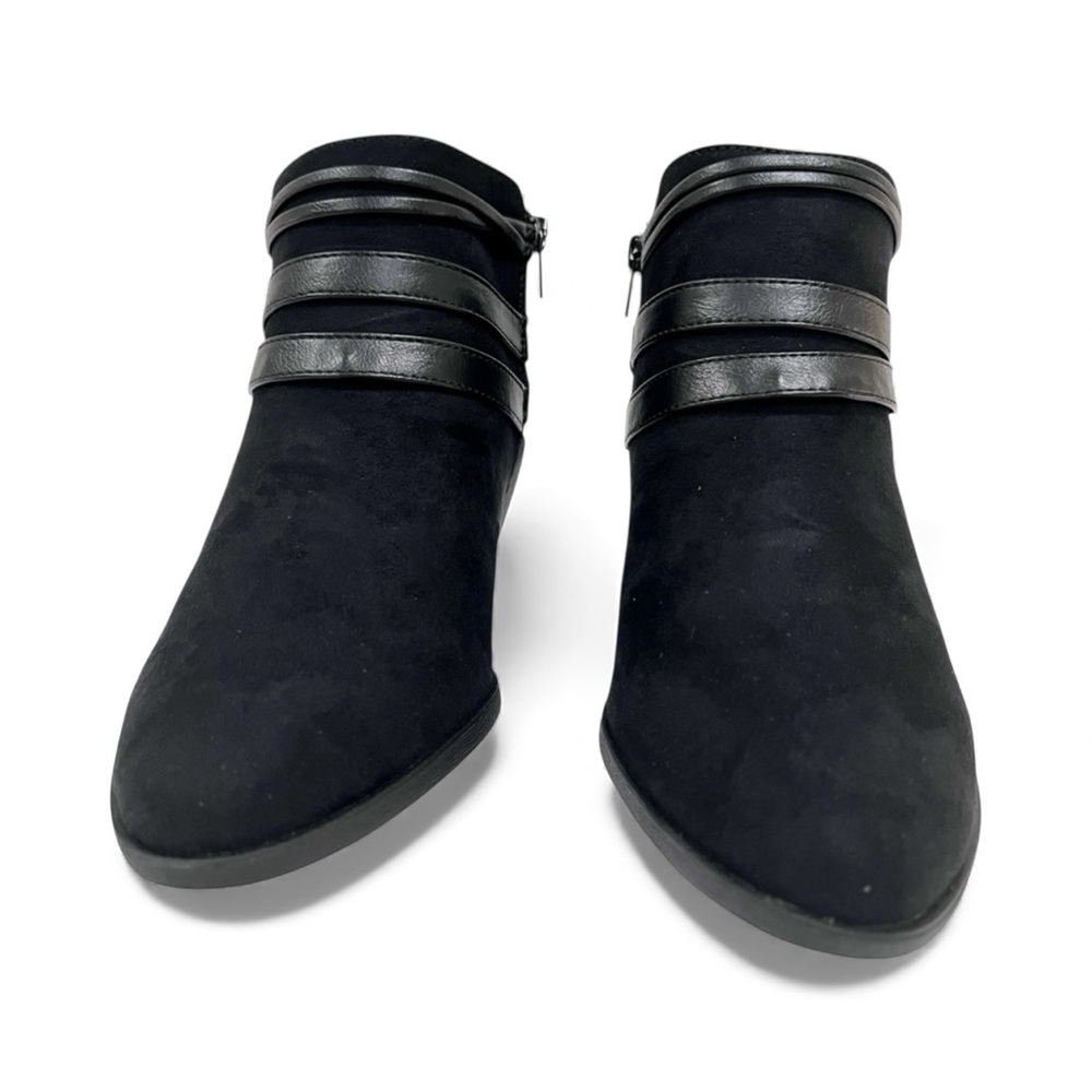 LifeStride Paloma Faux Suede Western Ankle Boots Zipper Black 9.5W Wide NEW - Picture 7 of 15